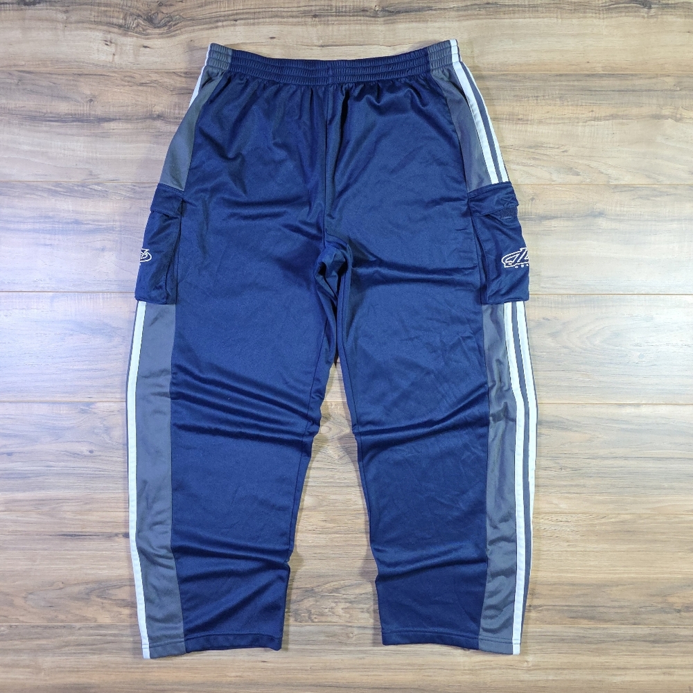 Athletic Works Baggy Snap Cargo Pants Mens XL Navy Blue Gray 31.5" Inseam